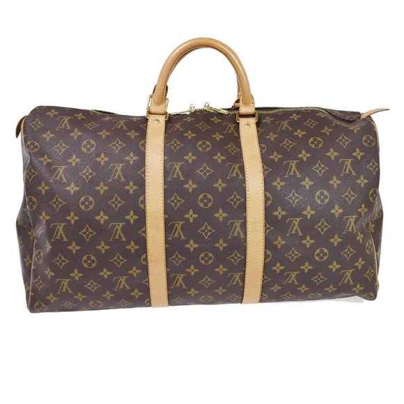 LOUIS VUITTON Keepall 50 Travel Hand Bag Monogram Leather Brown - Picture 1 of 9
